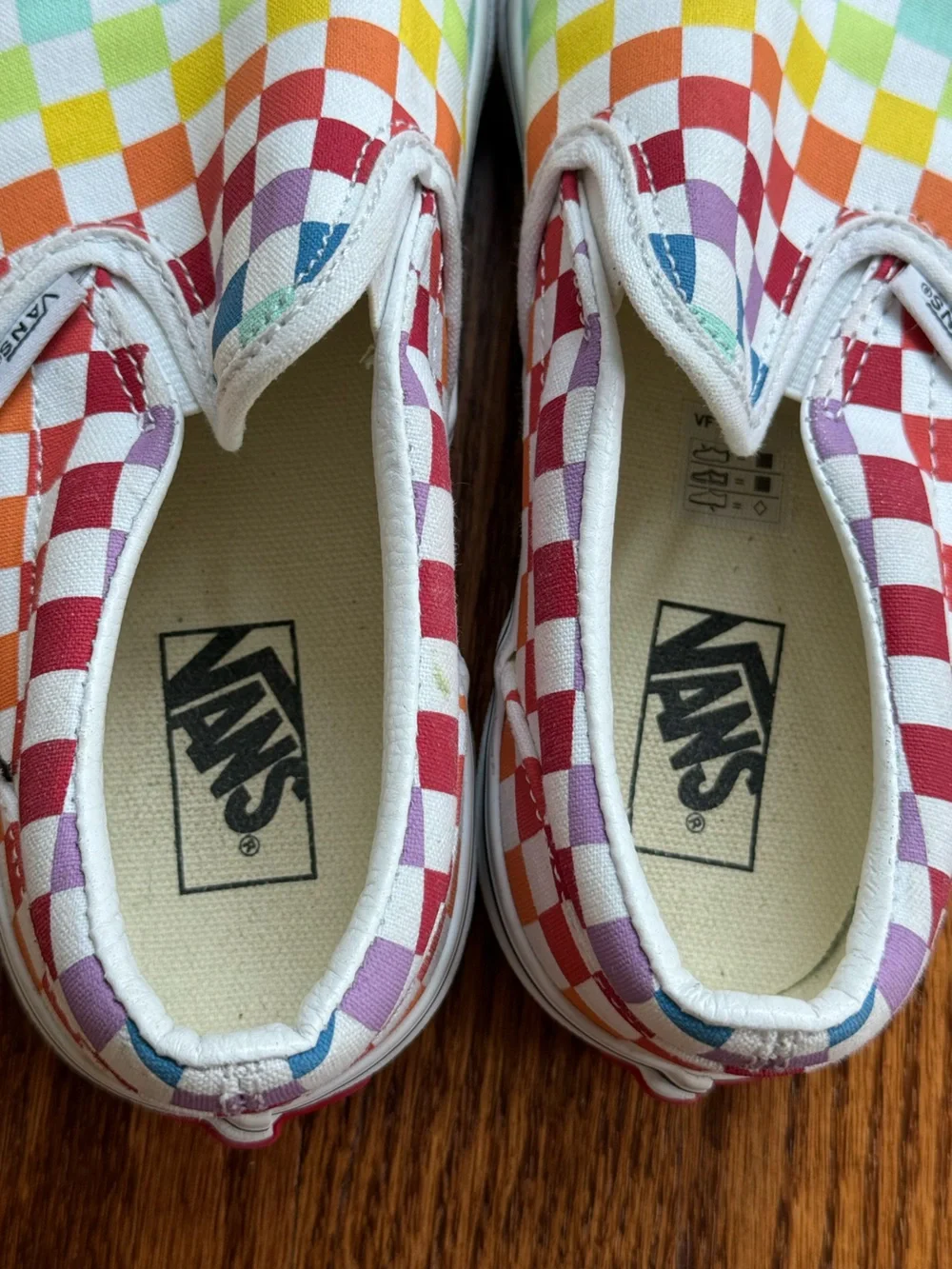 Vans Rainbow Checkerboard Slip-On Sneakers Sz 3
